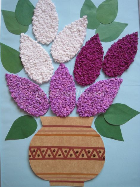 Букет сирени из цветной и гофрированной бумаги: часть 2