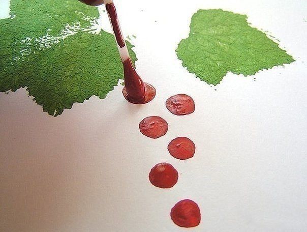 Рисуем смородинку листьями и тычками Рисуем смородинку листьями и тычками