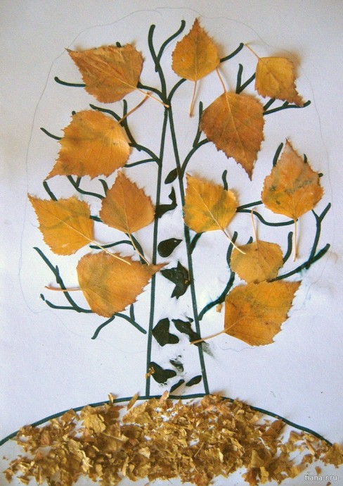 Аппликация «Осенняя березка»