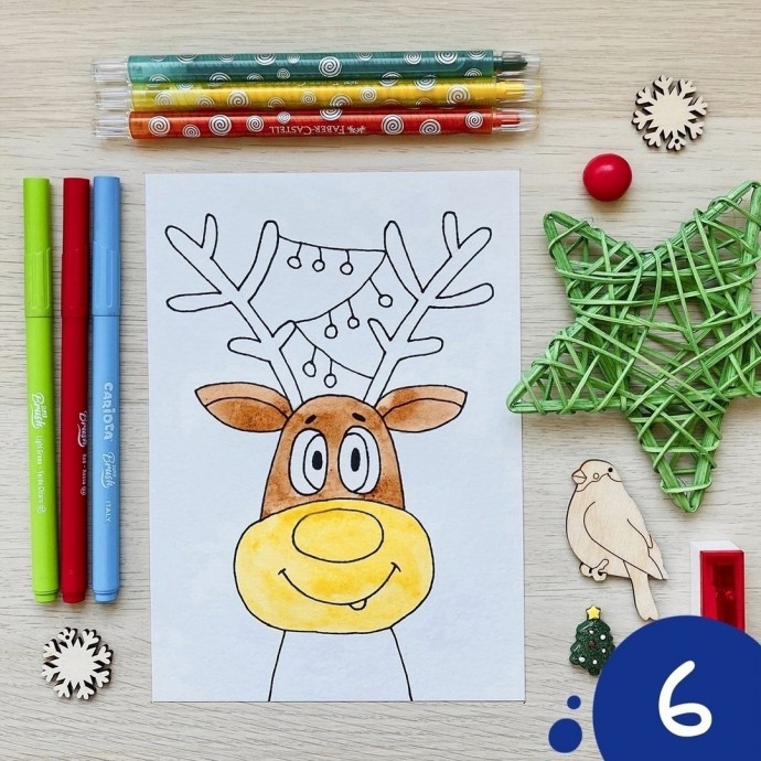 Олень с гирляндой на рогах