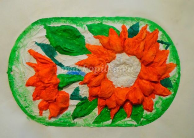 Подсолнухи из бумаги: часть 2