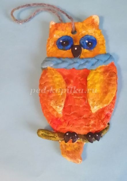 Сова из соленого теста детскими руками Сова из соленого теста детскими руками