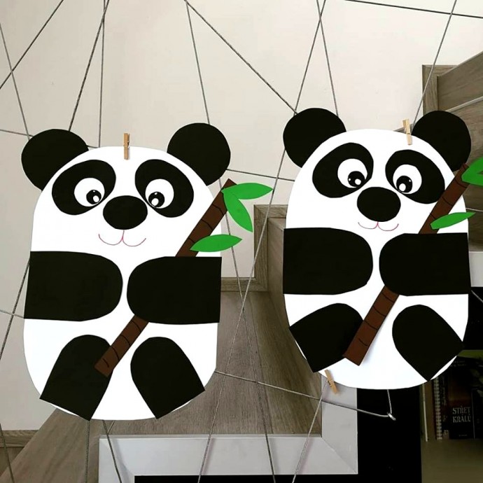 Панда из цветной бумаги