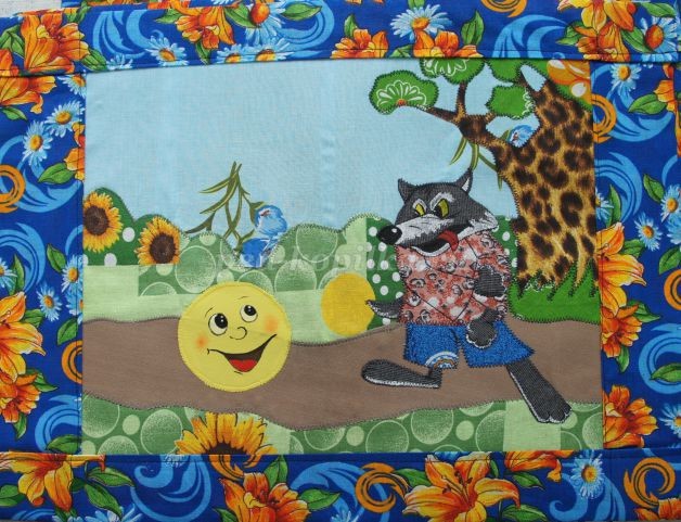 Аппликация из ткани по сказке "Колобок": часть 2