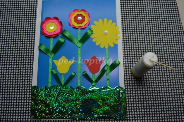 ​Открыточка с цветами и лентами маме на 8 Марта: часть 5