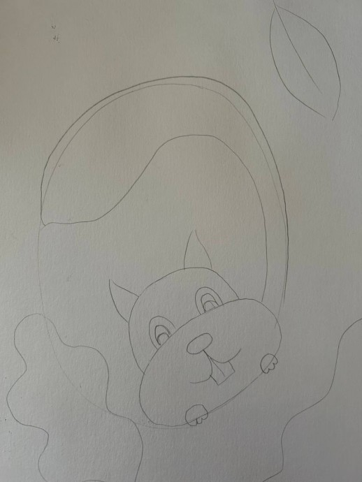 ​Рисуем осеннюю белку в дупле