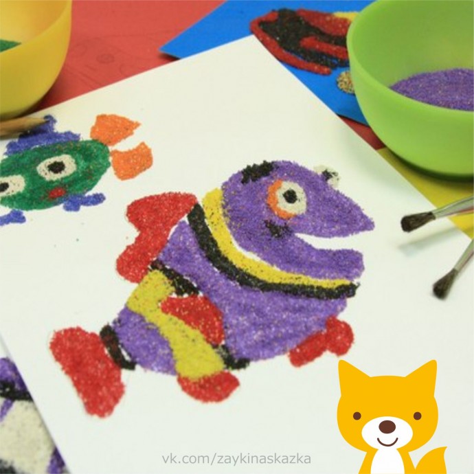 Цветной песок из манки