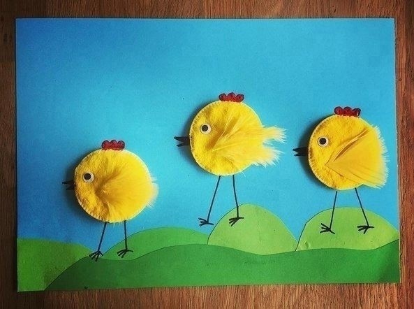 Аист под солнцем и другие поделки из ватных дисков