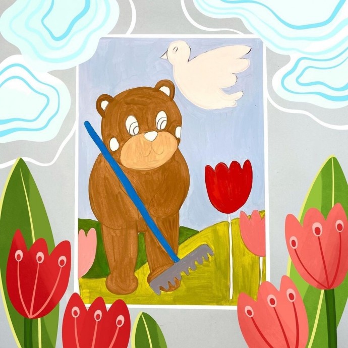 Мишка на грядке