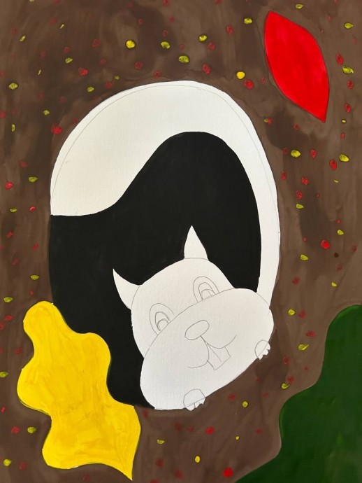 ​Рисуем осеннюю белку в дупле