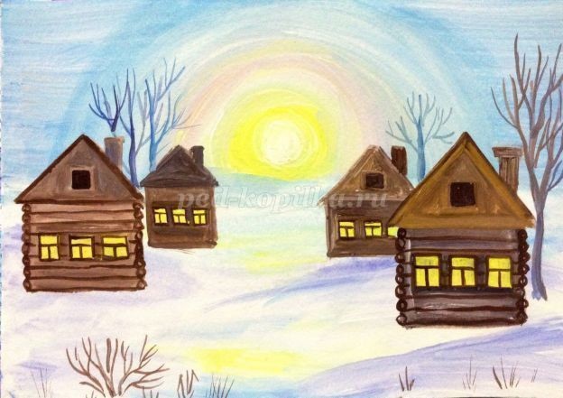 Рисунок "Зима в деревне" Рисунок "Зима в деревне"