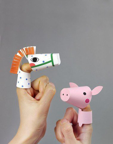 Забавные животные: пальчиковые куклы из бумаги