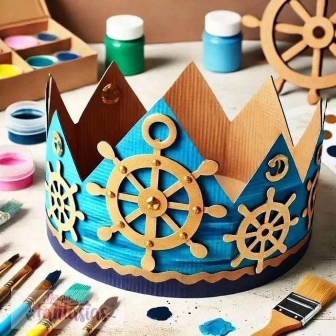 Детские короны из картона на морскую тему