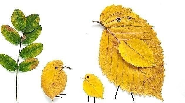 Детское творчество из разноцветных листьев