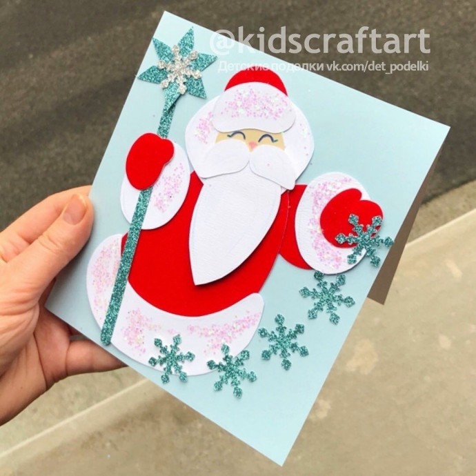 Детские новогодние поделки-открытки