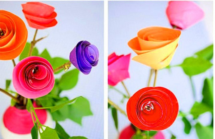 Яркие розы из бумаги