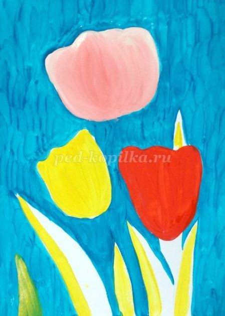 Как нарисовать тюльпаны гуашью: часть 1