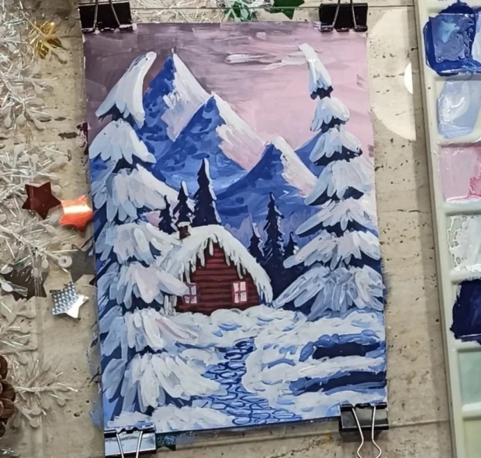 Рисуем снежный пейзаж