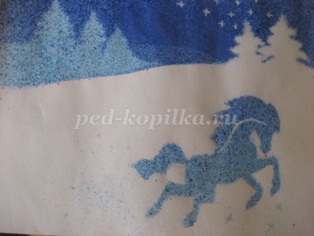 ​Мастер-класс по рисованию: набрызг многослойный "Волшебница зима", часть 2