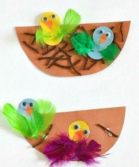 ​Птички в гнездышках: идеи для детского творчества