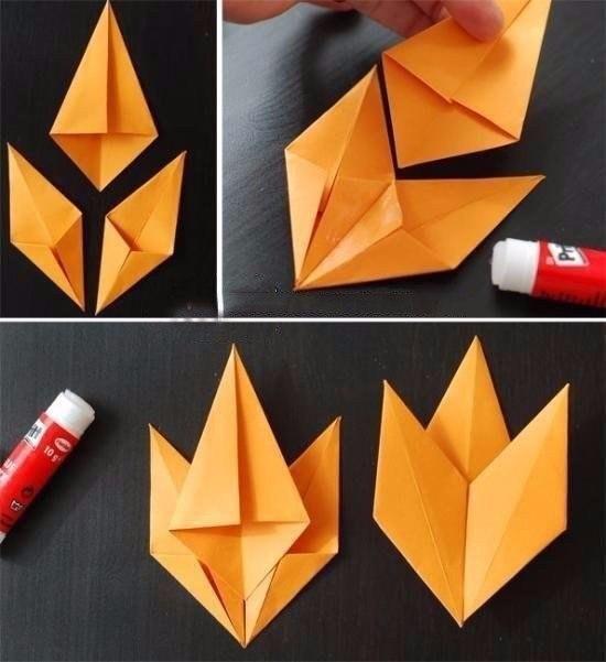 Осенние листочки в технике оригами