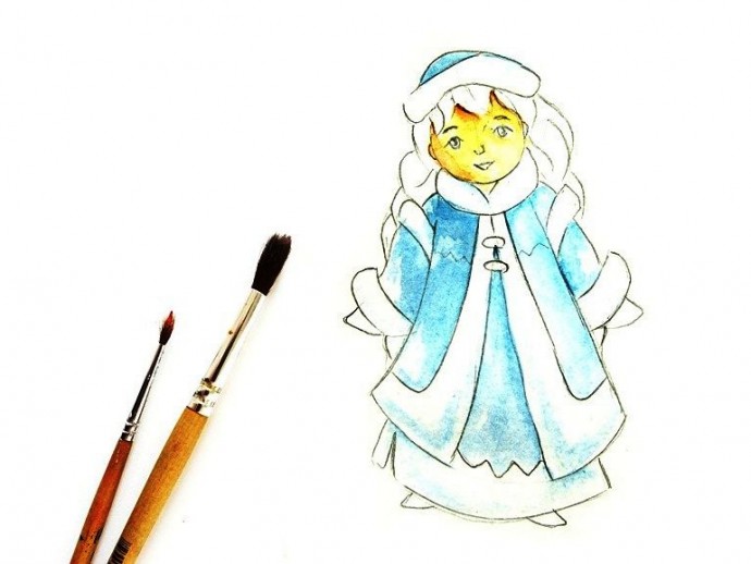 ​Рисуем с детьми Снегурочку