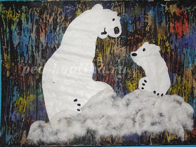 Северное сияние: работа в технике "Граттаж" Северное сияние: работа в технике "Граттаж"