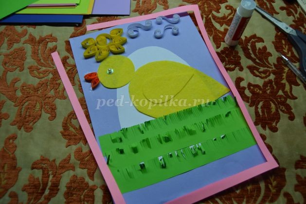 ​Открытка с цыпленком: часть 3