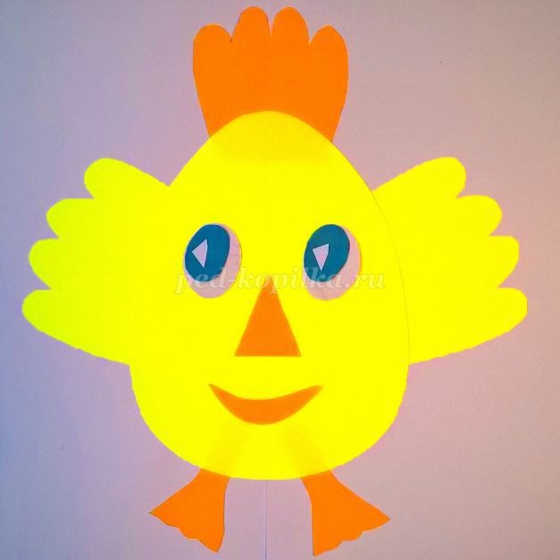 Цыплёнок из офисной цветной бумаги