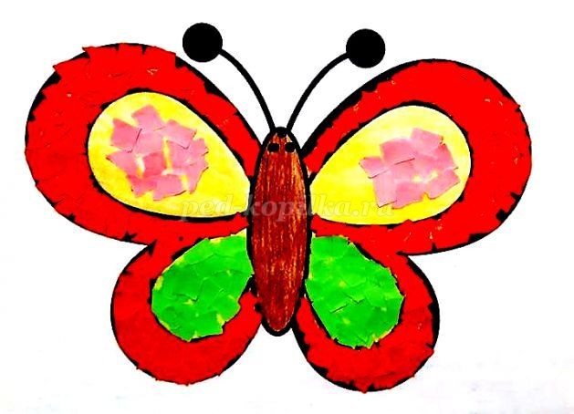 Обрывная аппликация из бумаги "Бабочка"