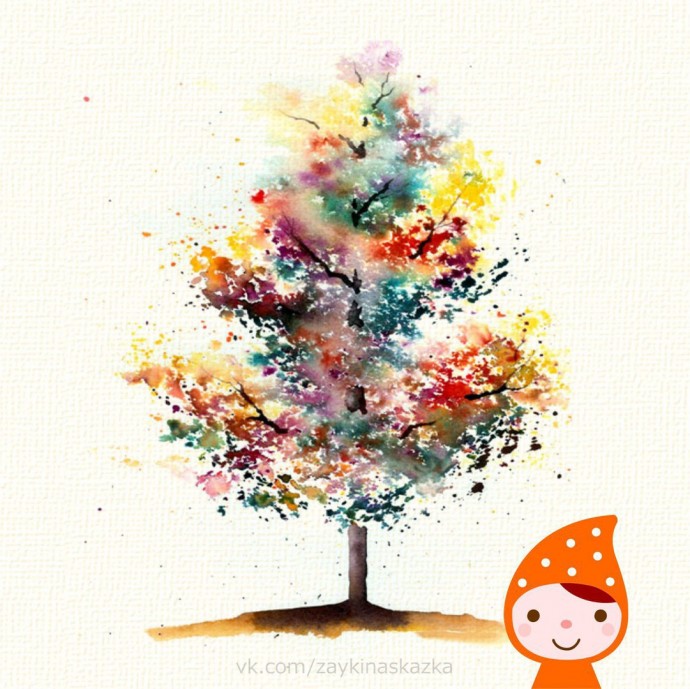 Рисуем дерево в технике набрызга Рисуем дерево в технике набрызга