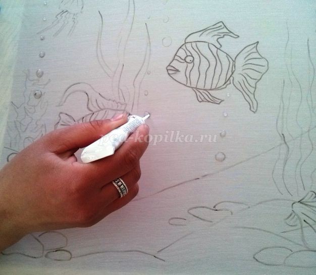 Аквариум в технике холодный батик: мастер-класс, часть 1