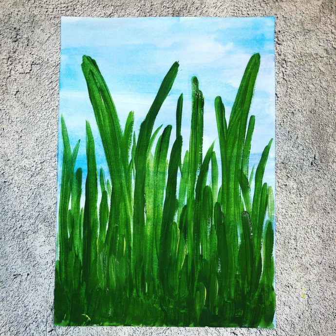 ​Рисуем Божьих коровок на траве