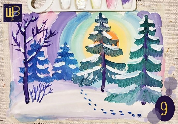 Зимний лес на закате