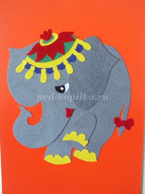 Аппликация из бархатной бумаги "Слонёнок" Аппликация из бархатной бумаги "Слонёнок"