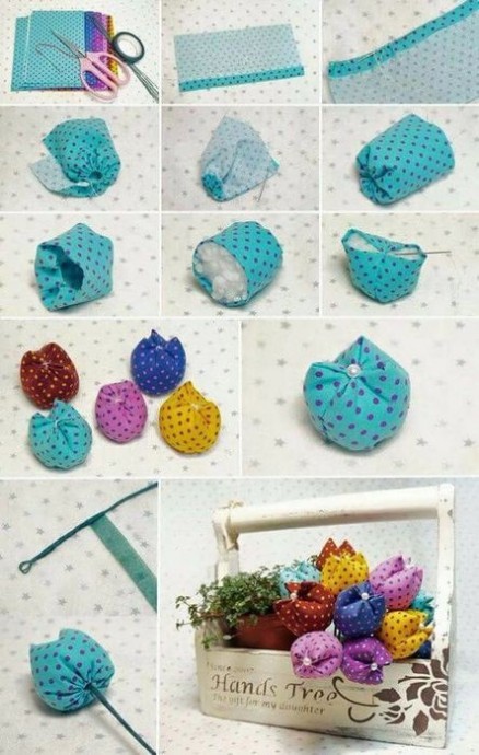 Тюльпаны из ткани