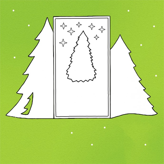 Новогодняя открытка в виде леса из ёлочек
