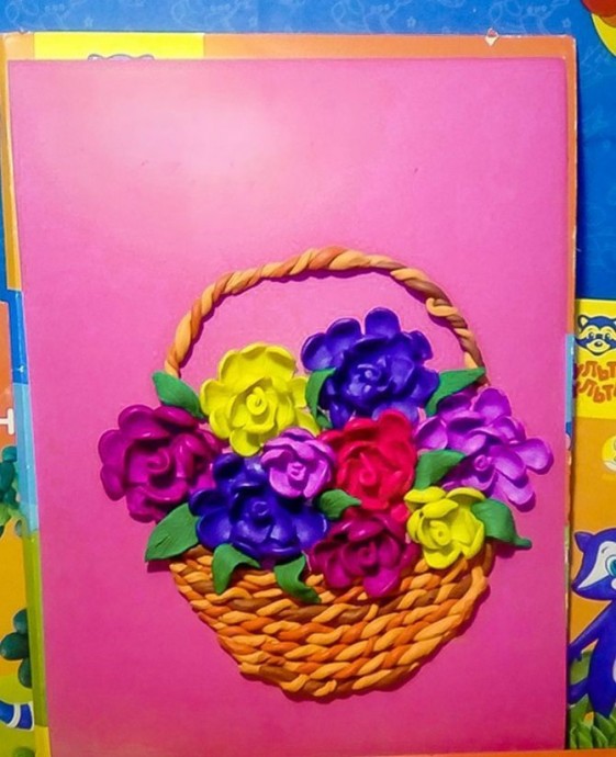 ​Пластилинография "Цветочная корзина"