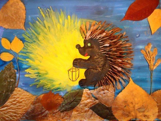 Рисуем пластилином ёжика или пластилинография