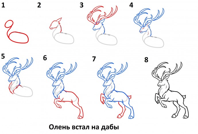 ​Рисуем с детьми оленя