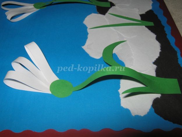 Объемная аппликация из бумаги "Подснежники": часть 2 Объемная аппликация из бумаги "Подснежники": часть 2