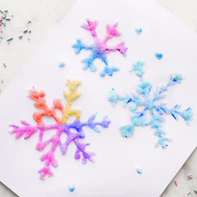 ​Разноцветные снежинки из соли