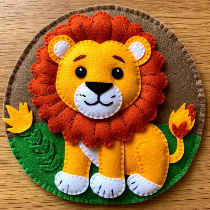 ​Объёмная аппликация из ткани "Лев"