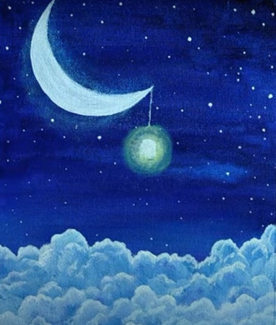 Рисуем Луну с фонарем