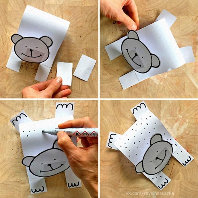 Объёмные медвежата из бумаги