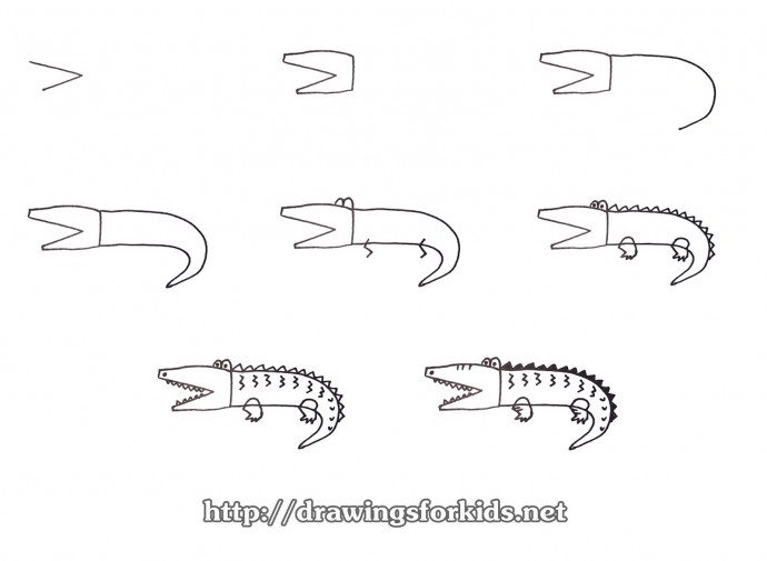 ​Рисуем с детьми крокодила