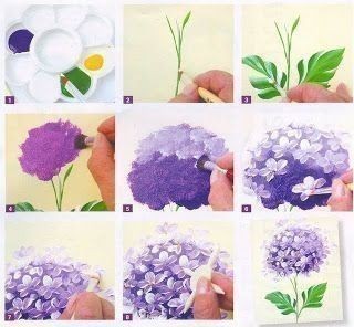 Рисуем с детьми сирень и гортензию