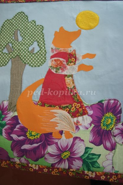 Лиса и колобок в технике текстильной аппликации: часть 2