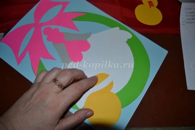 ​Открытка с курочкой и цыплятами: часть 3