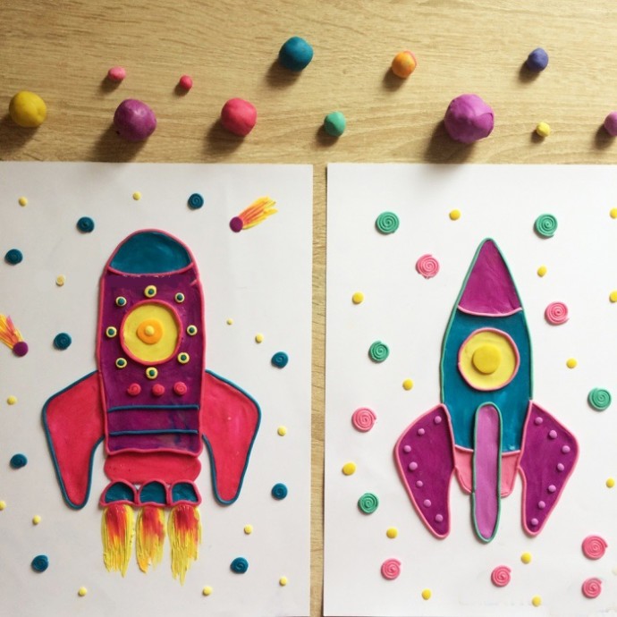 Ракета, нарисованная пластилином Ракета, нарисованная пластилином